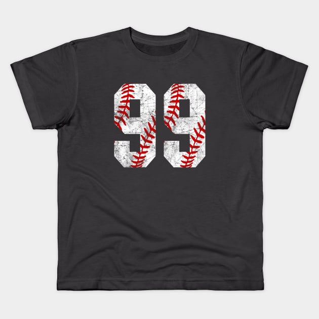 Vintage #99 Baseball Laces Baseball Mom Jersey Love Baseball T-shirt Kids T-Shirt by TeeCreations